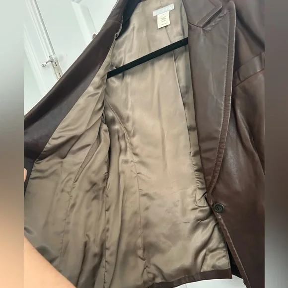 Vintage J.Crew Leather Brown Blazer - Picture 9 of 9